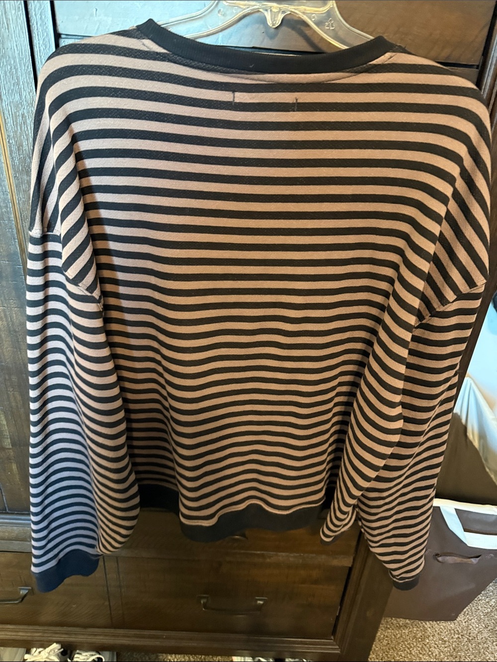 Free People Striped Crewneck Sweatshirt in Brown and Black - Picture 4 of 4